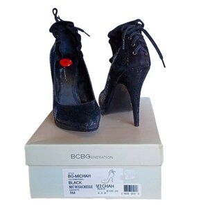 BCBGeneration "Michah" Suede Ruffle/Corset Pump Style Heel NEW- Sz. 8